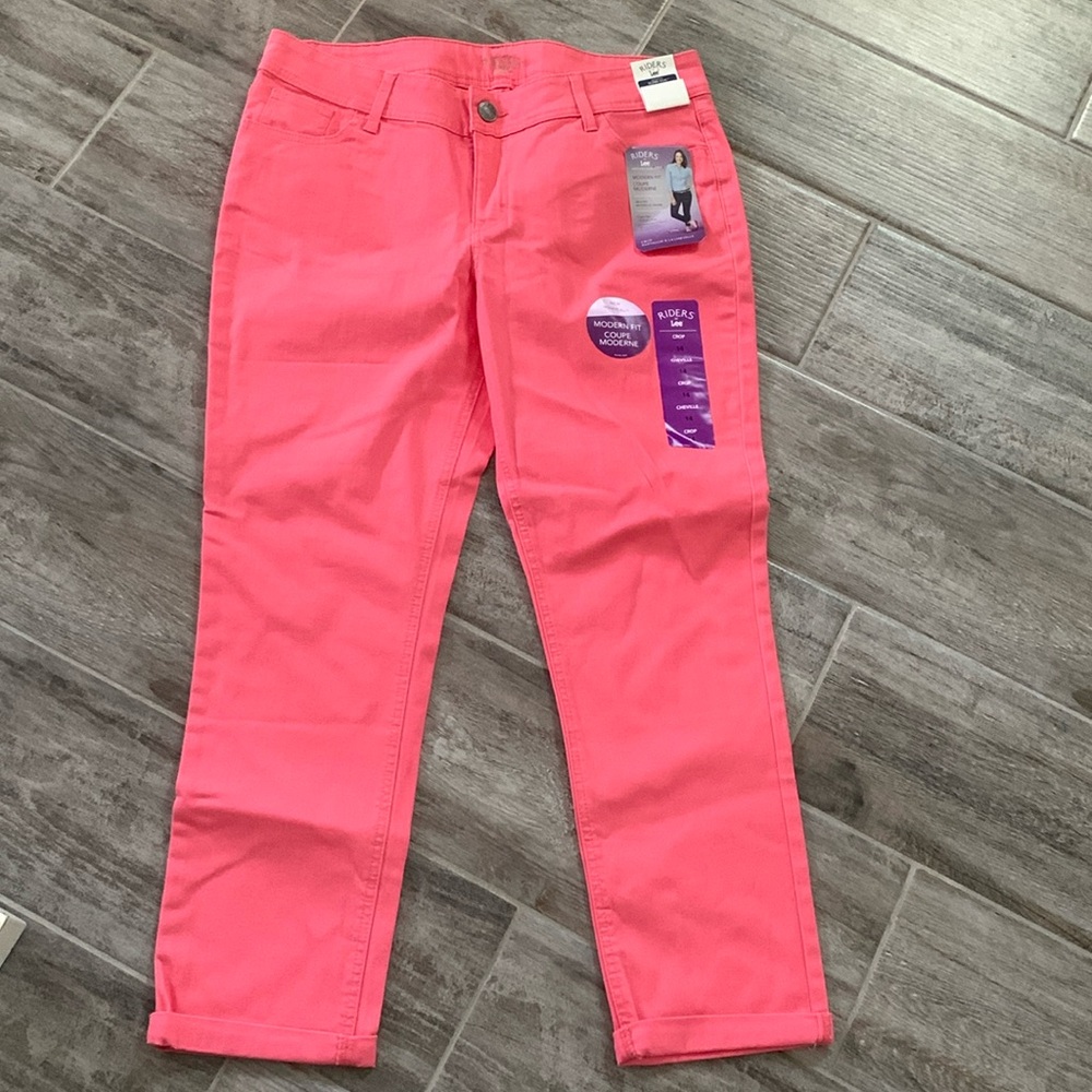New Lee jeans size 14 Coral Crop Modern Fit premium stretch denim NWT
